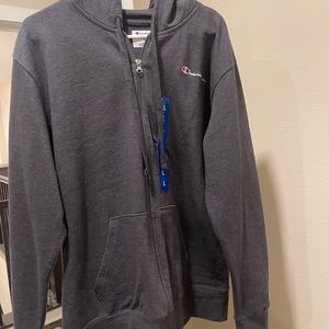 Champion Large Dark Grey Zipped Up hoodie Size L